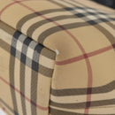 BURBERRY Nova Check Hand Bag PVC Beige Silver Auth 163918-14