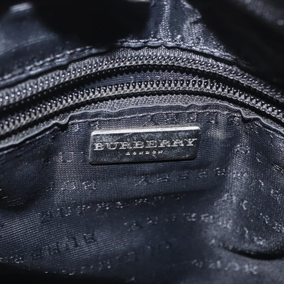 BURBERRY Nova Check Hand Bag PVC Beige Silver Auth 163918
