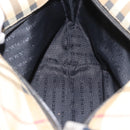 BURBERRY Nova Check Hand Bag PVC Beige Silver Auth 163918-20