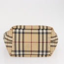 BURBERRY Nova Check Hand Bag PVC Beige Silver Auth 163918-9