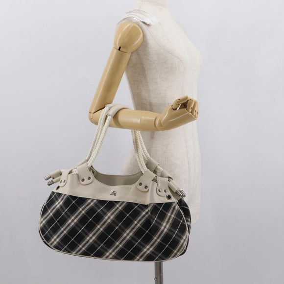 BURBERRY Nova Check Blue Label Hand Bag Canvas Black Auth 163921