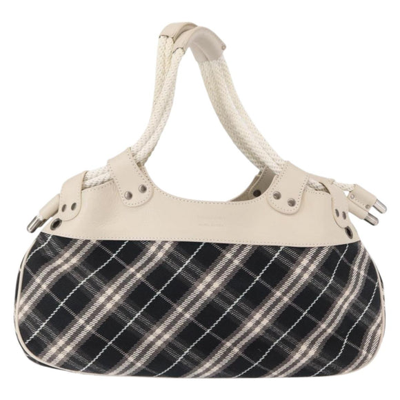BURBERRY Nova Check Blue Label Hand Bag Canvas Black Auth 163921