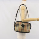 Burberrys Nova Check Shoulder Bag Canvas Beige Gold Auth 163922-20