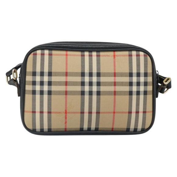Burberrys Nova Check Shoulder Bag Canvas Beige Gold Auth 163922