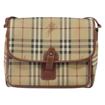 BURBERRY Nova Check Shoulder Bag PVC Beige Gold Auth 163923 - 0