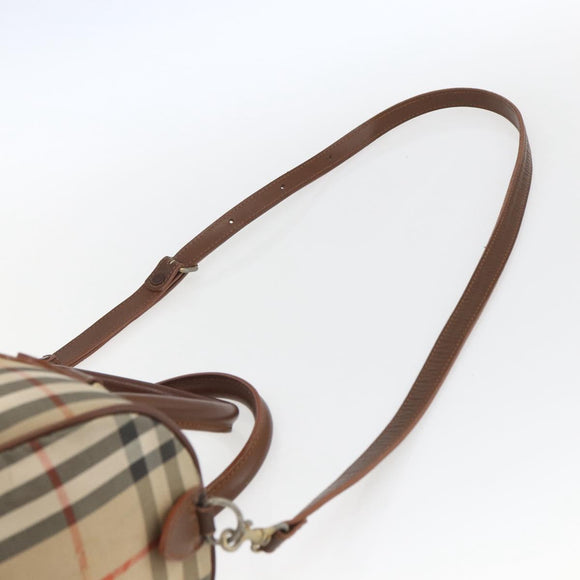 Burberry Nova Check Handtasche 2-Wege Beige Silber Auth 163930