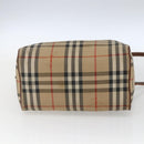 Burberry Nova Check Handtasche 2-Wege Beige Silber Auth 163930-5