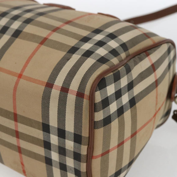 Burberry Nova Check Handtasche 2-Wege Beige Silber Auth 163930