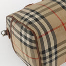 Burberry Nova Check Handtasche 2-Wege Beige Silber Auth 163930-16