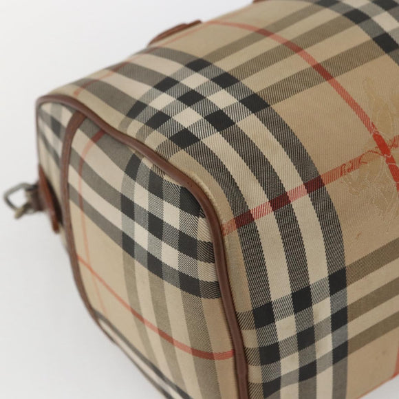 Burberry Nova Check Handtasche 2-Wege Beige Silber Auth 163930