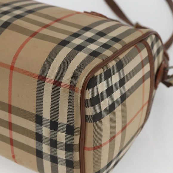 Burberry Nova Check Handtasche 2-Wege Beige Silber Auth 163930