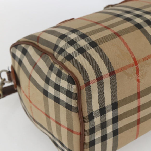 Burberry Nova Check Handtasche 2-Wege Beige Silber Auth 163930