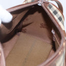 Burberry Nova Check Handtasche 2-Wege Beige Silber Auth 163930-19