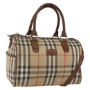 Burberry Nova Check Handtasche 2-Wege Beige Silber Auth 163930-1