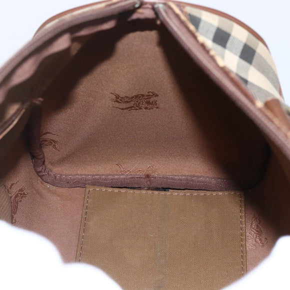 Burberry Nova Check Handtasche 2-Wege Beige Silber Auth 163930
