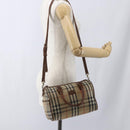 Burberry Nova Check Handtasche 2-Wege Beige Silber Auth 163930-22
