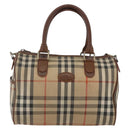 Burberry Nova Check Handtasche 2-Wege Beige Silber Auth 163930-13