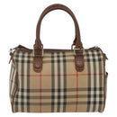 Burberry Nova Check Handtasche 2-Wege Beige Silber Auth 163930-2