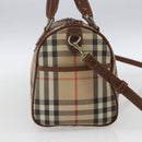 Burberry Nova Check Handtasche 2-Wege Beige Silber Auth 163930-3