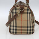 Burberry Nova Check Handtasche 2-Wege Beige Silber Auth 163930-4