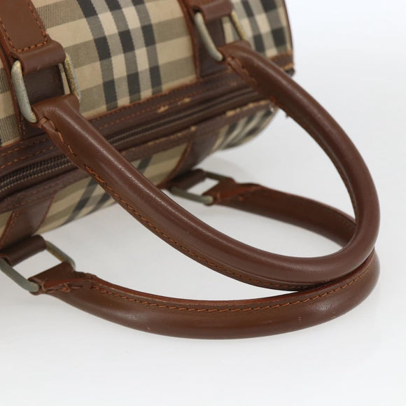 Burberry Nova Check Handtasche 2-Wege Beige Silber Auth 163930