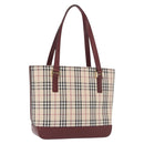 BURBERRY Nova Check Tote Bag Canvas Beige Gold Auth 163932-1