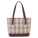 BURBERRY Nova Check Tote Bag Canvas Beige Gold Auth 163932-2