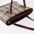 BURBERRY Nova Check Tote Bag Canvas Beige Gold Auth 163932-6