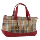 BURBERRY Nova Check Hand Bag Canvas Beige Gold Auth 163933-1