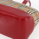 BURBERRY Nova Check Hand Bag Canvas Beige Gold Auth 163933-9
