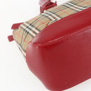 BURBERRY Nova Check Hand Bag Canvas Beige Gold Auth 163933-14