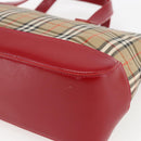 BURBERRY Nova Check Hand Bag Canvas Beige Gold Auth 163933-15