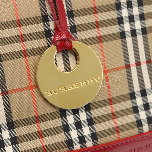 BURBERRY Nova Check Hand Bag Canvas Beige Gold Auth 163933