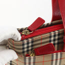 BURBERRY Nova Check Hand Bag Canvas Beige Gold Auth 163933-10