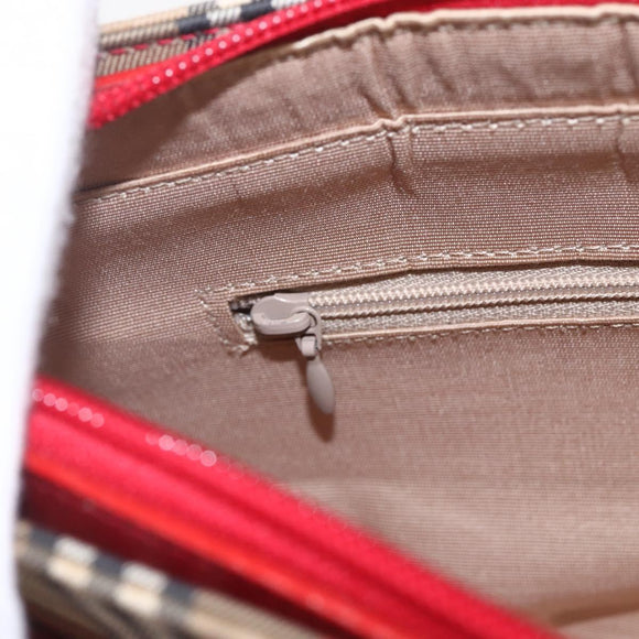 BURBERRY Nova Check Hand Bag Canvas Beige Gold Auth 163933