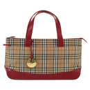 BURBERRY Nova Check Hand Bag Canvas Beige Gold Auth 163933-13