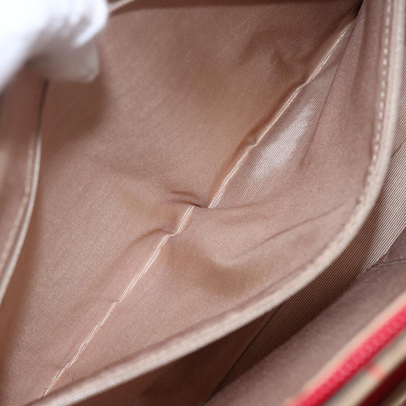 BURBERRY Nova Check Hand Bag Canvas Beige Gold Auth 163933