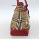 BURBERRY Nova Check Hand Bag Canvas Beige Gold Auth 163933-3