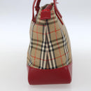 BURBERRY Nova Check Hand Bag Canvas Beige Gold Auth 163933-4