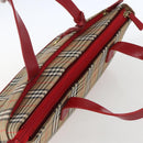 BURBERRY Nova Check Hand Bag Canvas Beige Gold Auth 163933-6