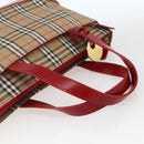 BURBERRY Nova Check Hand Bag Canvas Beige Gold Auth 163933-7