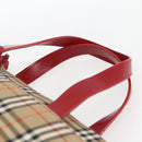 BURBERRY Nova Check Hand Bag Canvas Beige Gold Auth 163933-8