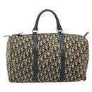Christian Dior Trotter Canvas Boston Bag Navy Silver Auth 163934-13