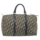 Christian Dior Trotter Canvas Boston Bag Navy Silver Auth 163934-2