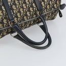 Christian Dior Trotter Canvas Boston Bag Navy Silver Auth 163934-7