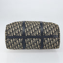 Christian Dior Trotter Canvas Boston Bag Navy Silver Auth 163934-5