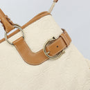 Salvatore Ferragamo Gancini Hand Bag Leather White Gold Auth 163937-17