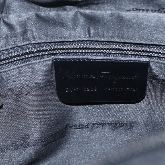 Salvatore Ferragamo Hand Bag Nylon 2way Black Silver Auth 163942