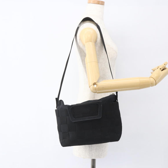 Salvatore Ferragamo Hand Bag Nylon 2way Black Silver Auth 163942