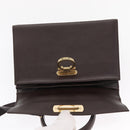 Salvatore Ferragamo Gancini Hand Bag Leather 2way Brown Gold Auth 163945-10